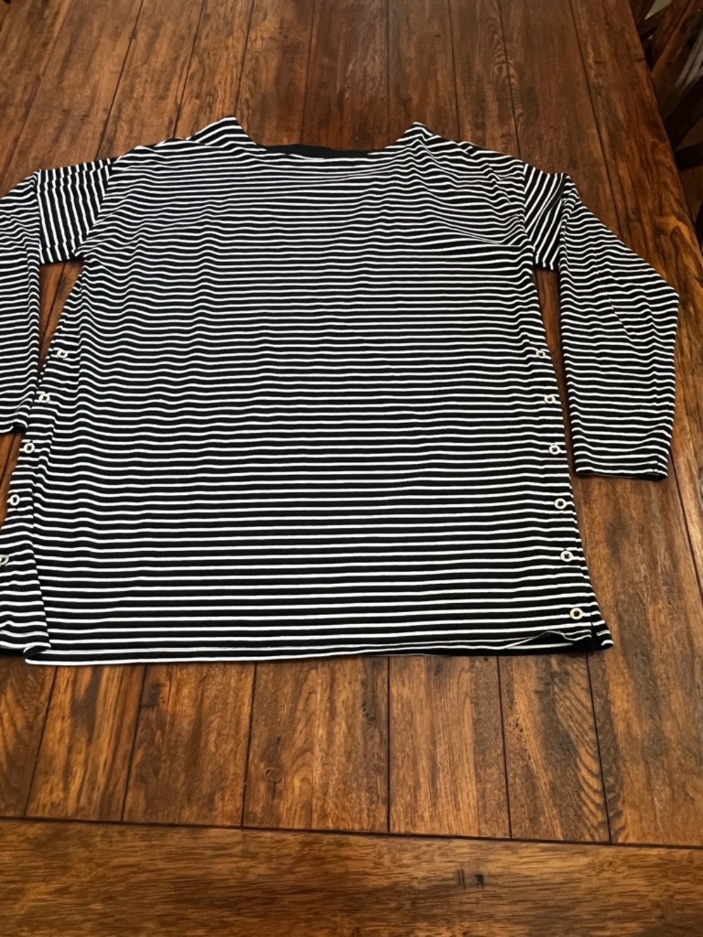 Coolibar UPF 50 Black and White Striped Long Sleeve Tunic